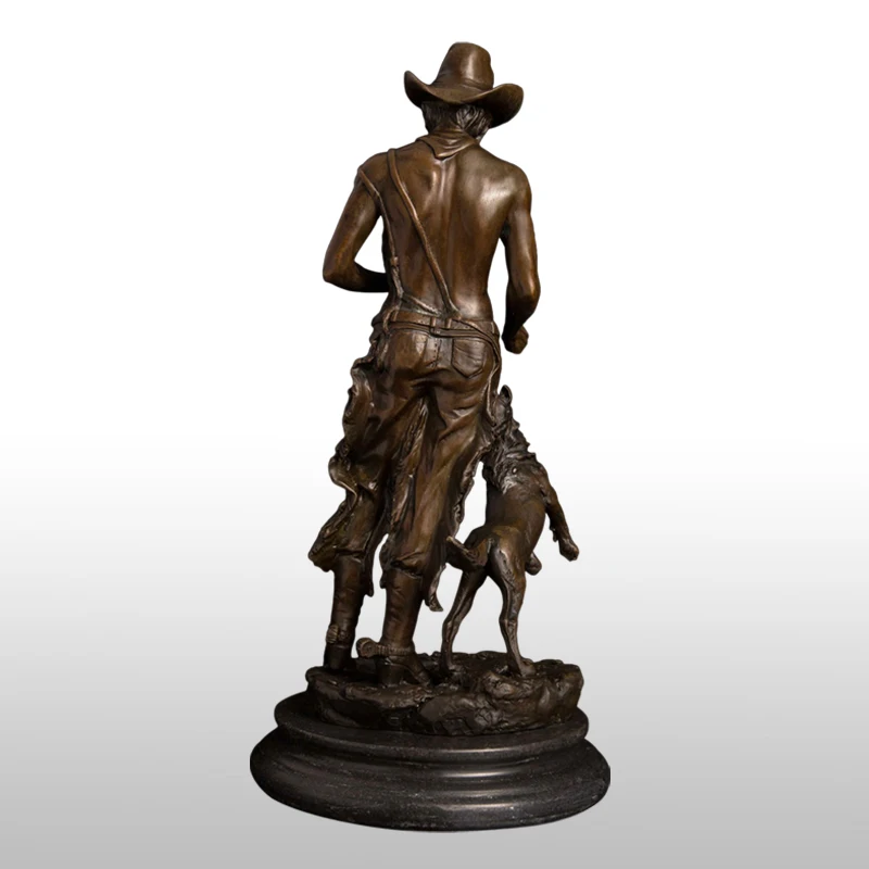 ATLIE бронзовая ковбойская скульптура с собакой статуя с мраморной основой Античная классическая Статуэтка металлические изделия Праздничный Декор