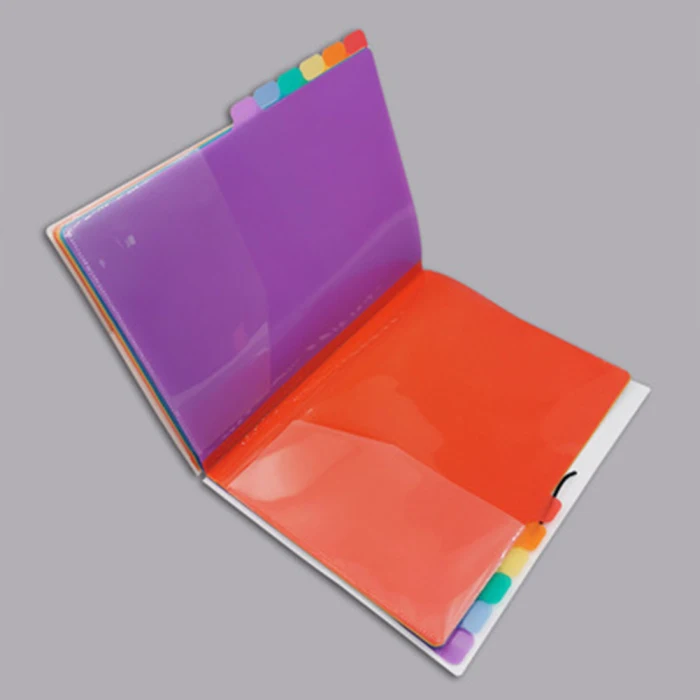 A4 12 Pages File Folders Rainbow Document Holder Organizer with Slash Pockets PP Material New Arrival