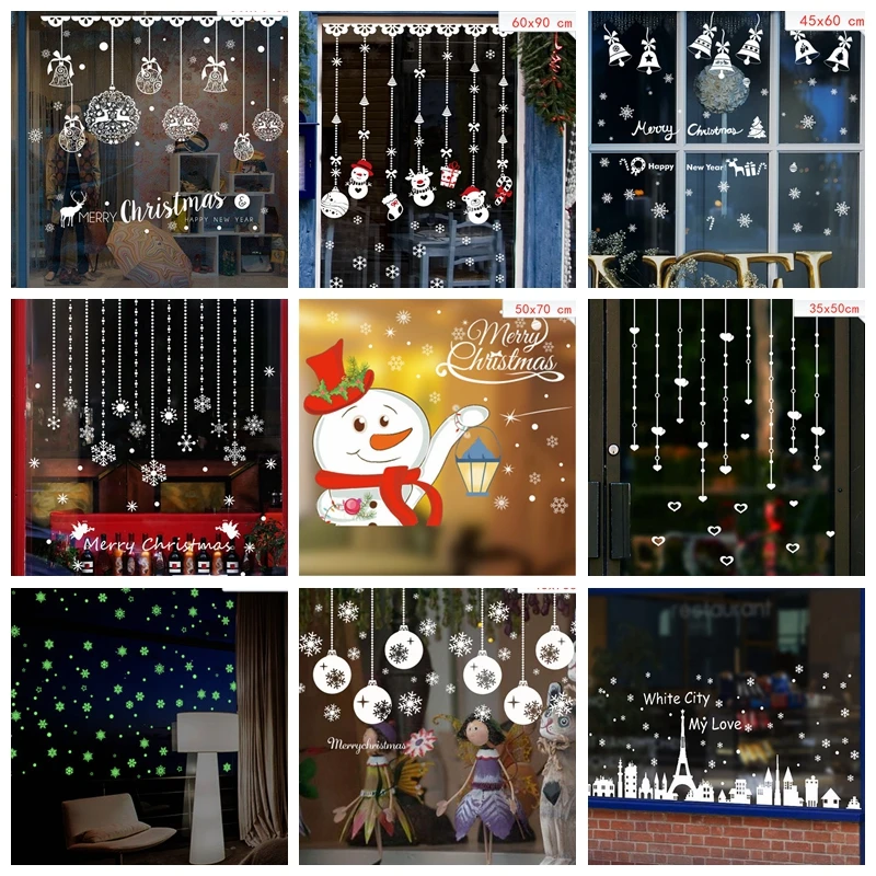 Товары для рождественской вечеринки DIY стикер на стену s Santa Лось Снежинка стикер на окно s Новогодняя стеклянная наклейка украшение для дома