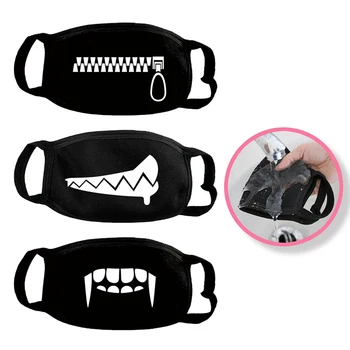 

1PC Unisex Cartoon Funny Teeth Letter Mouth Black Cotton Half Mouth Mask Anti-bacterial Dust Winter Warm Cute Masks