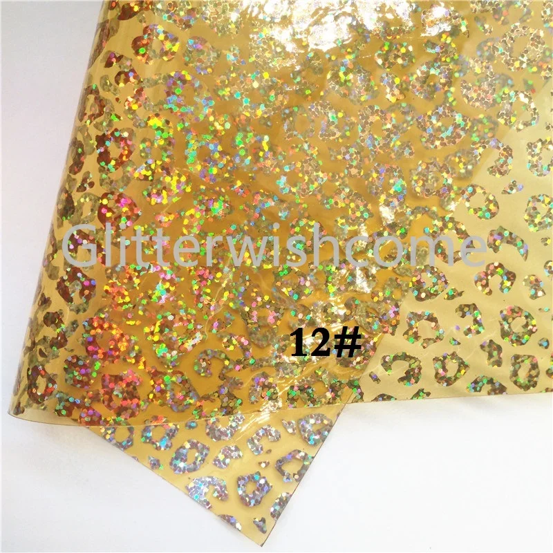 Glitterwishcome 21X29CM A4 Size See Through PVC, Leopard Printed Transprent Faux Leather Sheets for Bows, GM619A