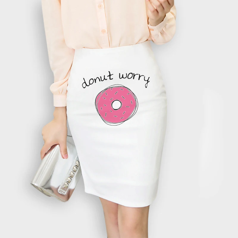 

Ladies Kawaii Skirt 2019 Bodycon High Elasticity Bag Hip Slim Print Long White Skirt Open Modis Pencil Skirt S-2XL Office Skirt