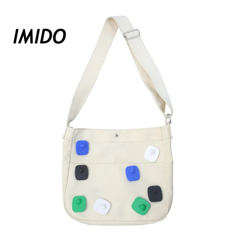 

Wild personality contrast color canvas bag Harajuku student magnetic buckle shoulder diagonal bag girl casual messenger bag