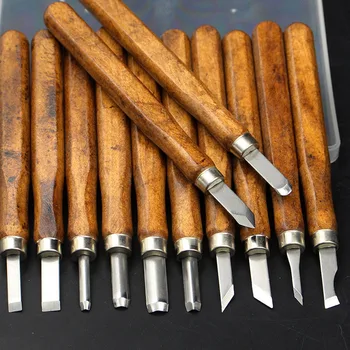 

12pc/set Wood Carving Chisel Knives Set Turning Tools Woodworking Craft Gouge Skew Parting Detail Chisel Handle Sculpture Knives