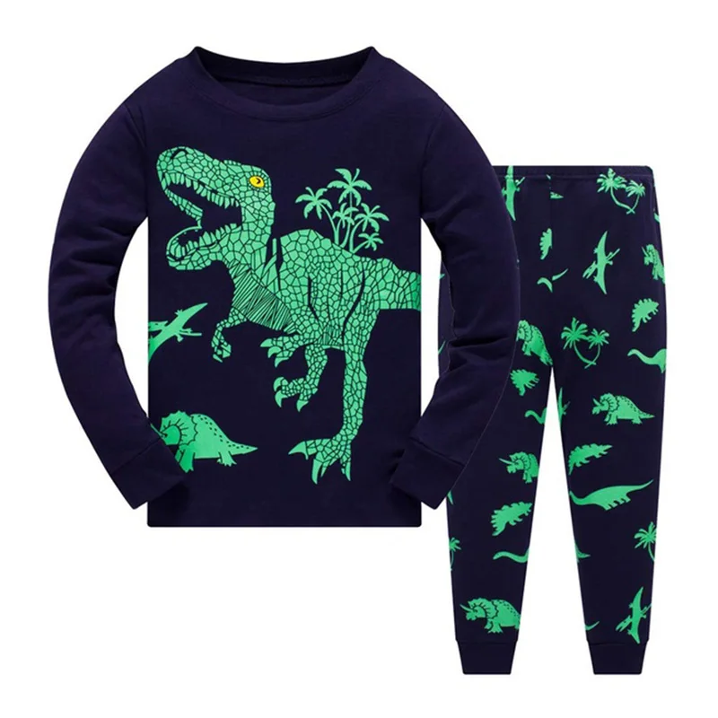 

2019 New Boy Girl Pajamas Kids Cartoon Dinosaur Long Sleeve Tops + Pants Pajamas Sleepwear Set
