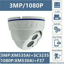 Integrar mic 3mp 2mp ip teto dome câmera xm535ai + sc3235 2304*1296 h.265 42mil led infravermelho irc plástico onvif cms xmeye