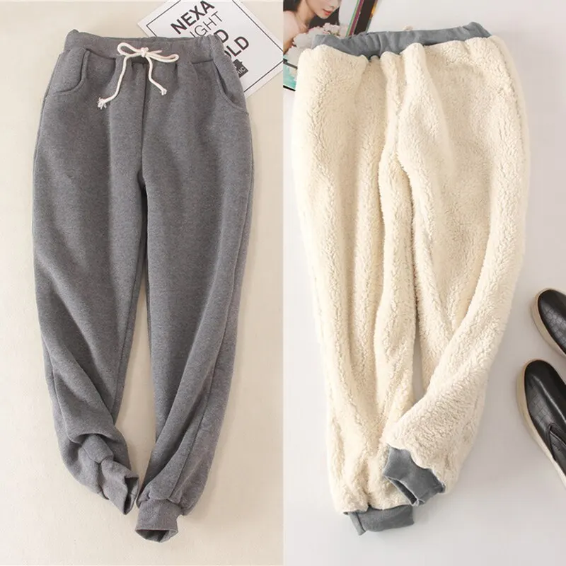 Warm Fleece Harem Pants Women Jogger Sweatpants Lambs Wool Winter Pants Women Thick Plus Velvet Trousers Women Loose Pants