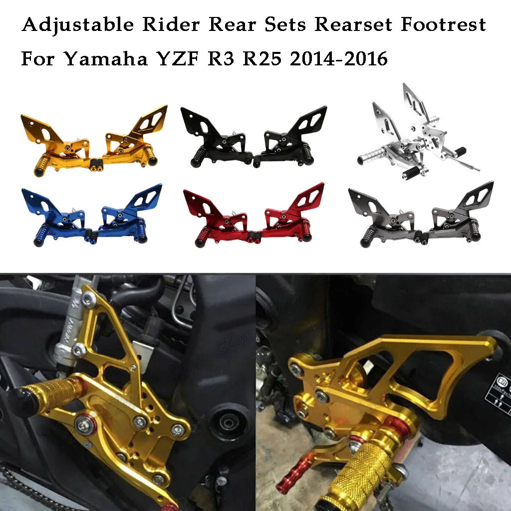 

CNC Aluminum Adjustable Rider Rear Sets Rearset Footrest Foot Rest For Yamaha YZF R3 R25 2014-2016 Motorcycle Car Accessories