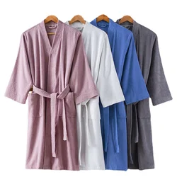 Men Bathrobe 100% Cotton Thick Winter Warm Towel Fleece Cotton Dressing Gowns Long Bath Robe Hotel Spa Soft Bridesmaid Robe