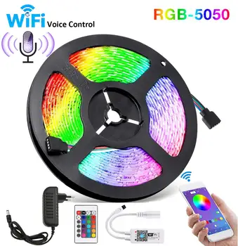 

5050 SMD RGB LED Strip Wifi 5M 300 Leds IP65 Waterproof LED Strip Lights Tape Diode Ribbon Flexible Controller+Adapter EU 12V 3A