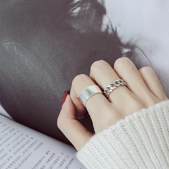 

100% 1PC Authentic REAL.925 Sterling Silver Fine Jewelry Hollow Chain Braid Weave Cuban Ring / Polished Band Wider Ring J1499