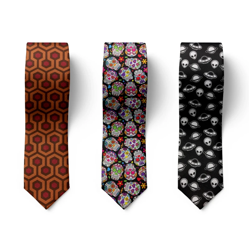 Fashion Skull Punk Men\'s Necktie Accessories High-quality 8CM Suit Wedding Party Tie Funny Happy Casual Geometry Necktie Men