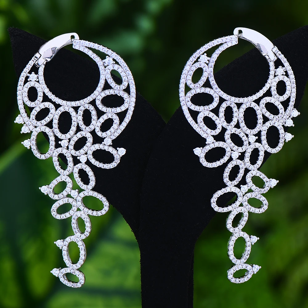 

missvikki Noble Charm Luxury Long Drop Earrings For Women Wedding Austrian crystal Party Shiny Trendy earrings for women 2020