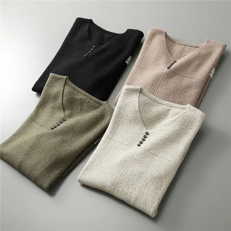 Knitted Men Sweater 2019 Korean Bottom Solid Sweater Men Chic Casual V-neck Pullover Men Sweaters Autumn Knitted Men Sweater Knitted Men Sweater 2019 Korean Bottom Solid Sweater Men Chic Casual V-neck Pullover Men Sweaters Autumn Knitted Men Sweater