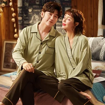 

Women's pajamas autumn and winter pure cotton spring and autumn long-sleeved two-piece cardigan super comfortable pajamas set