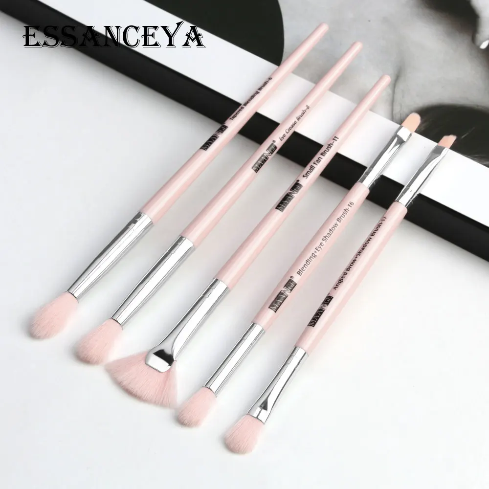 

ESSANCEYA Pro Eye Brush 5 Pcs Makeup Brushes Set Eye Blender Eyebrow Eyeshadow Small Fan Brush Cosmetic Tool Make Up Brush Kits