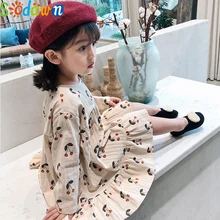 Sodawn/осенне-весеннее платье для девочек; детская одежда; модные хлопковые Стильные платья с длинными рукавами и рисунком вишни для девочек