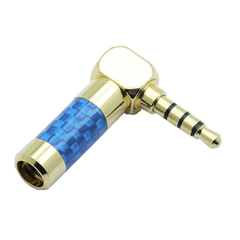100pcs lot Right Angle 3 5mm 4 Poles Male Plug Carbon Fiber Jack 3 5mm Plug Soldering Headphone Wire Connector for 6MM Cable