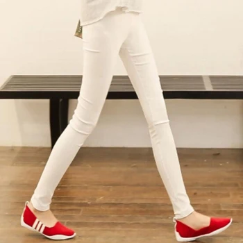

High Waist Women's Leggings White Black Stretch Trousers For Women Spring Autumn Breathable Solid Skinny Pants Female Plus Size