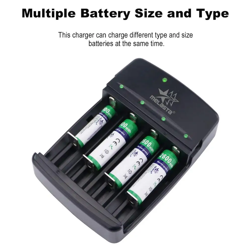 Melasta 4 слота умный светодиодный USB зарядное устройство для 1,6 в Ni-Zn AA/AAA LiFePO4 батарея NI-ZN/LiFePO4 зарядное устройство с usb-кабелем
