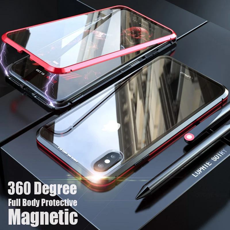 

360 Full Body Magnetic Case For iPhone 11 Pro XS Max XR X 7 8 Plus Metal Shell Bumper Covers On iPhone11 Pro Case Casing Housing