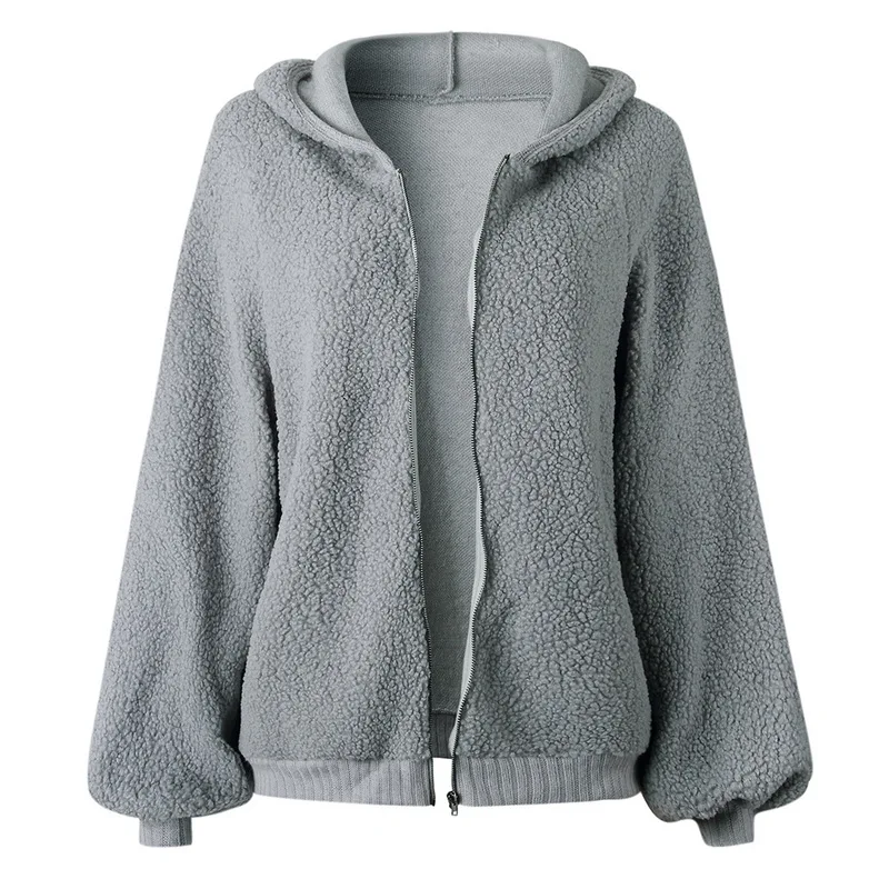 Grey 3XL флисовая куртка из искусственной овчины, пальто для женщин, Осень-зима, плюшевое теплое толстое плюшевое пальто, женское повседневное пальто - Цвет: Grey