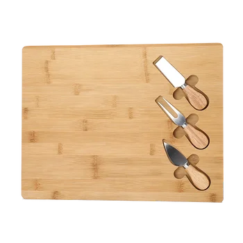 

Bamboo Cheese Board With Handle Knives Wooden Cutting Board Cheese Cooking Tool Set Cheese Slicer Fork Scoop Cutter F1136