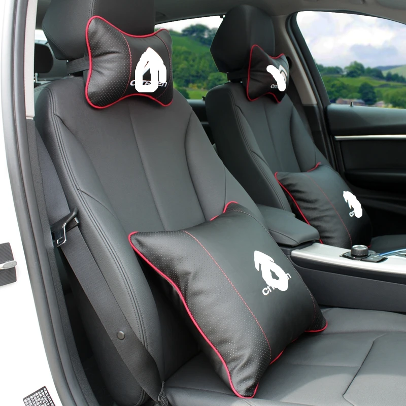 

Car Logo 2pcs Neck Pillow+2pcs lumbar Support for Citroen Ford Great Wall Cadillac Volvo Juguar Chevrolet Mazda Buick Infiniti