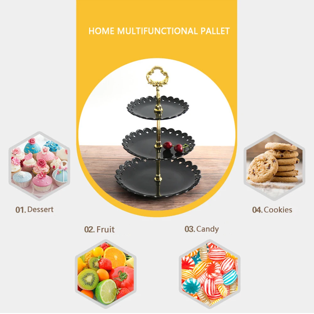 3-Tier Plastic Cupcake Stand Dessert Plates Strong and Steady hand-made Clear Tiered Cake Stand Wedding Cupcake Tower