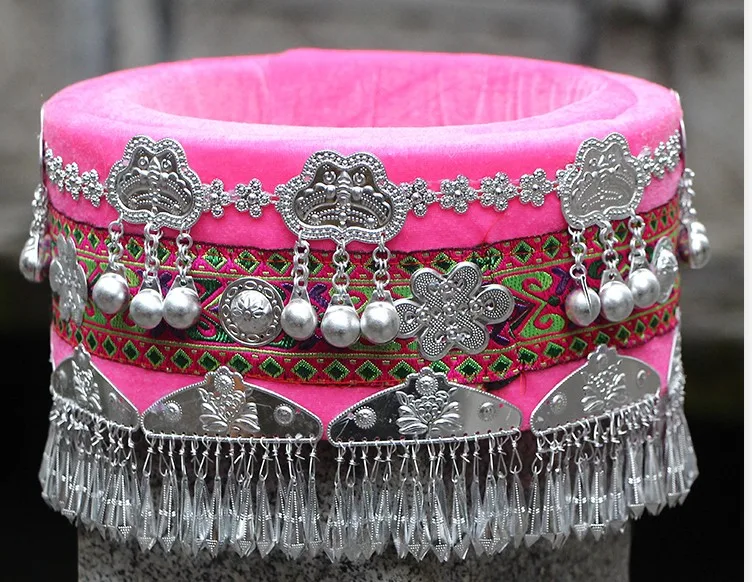 Шляпа hmong miao Ювелирные изделия Китайский народный танец аксессуары для волос Miao шляпа этническое миноритарное представление одежда аксессуары - Цвет: 7