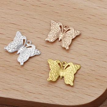 

9*12mm Vintage Brass Hollow Filigree Butterfly Charms Wraps Metal Finding Hair Clasps Settings DIY Stuffs Jewelry Accessories