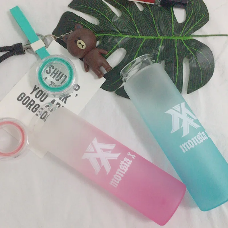 Новое поступление monsta x летняя градиентная матовая свежесть лимон чашка новая kpop Корейская стеклянная бутылка дорожные бутылки