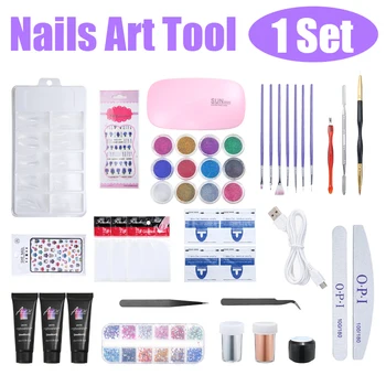 

Nails Art Nail Extended Builder Gel Fake Tips False Nail UV LED Lamp Nail Dryer Polish Kit Rhinestone Gel Quick-dry