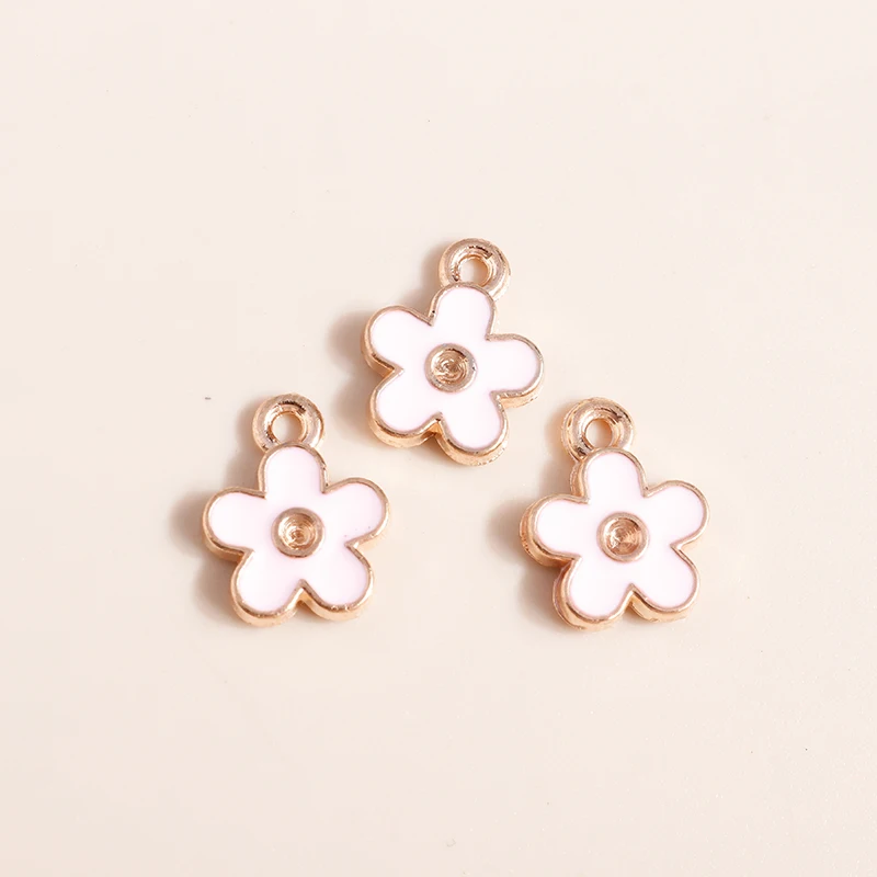 10 stücke Emaille Blumen Charms niedlichen Rose Sakura Charms Anhänger für Halskette Armband DIY Schmuck machen Accessoires – Detail 34