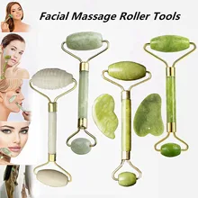 

Facial Massage Roller Guasha Board Double Heads Jade Stone Face Skin Relaxation Beauty Thin Lift