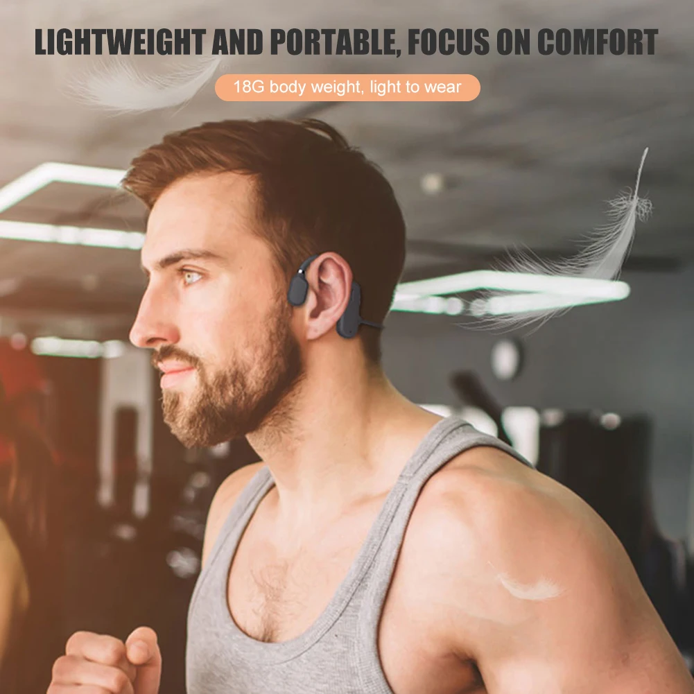 Bluetooth Bone Conduction Headphone Stereo Handsfree Wireless Ear Hook Headset with Microphone for Cycling Outdoor Sport