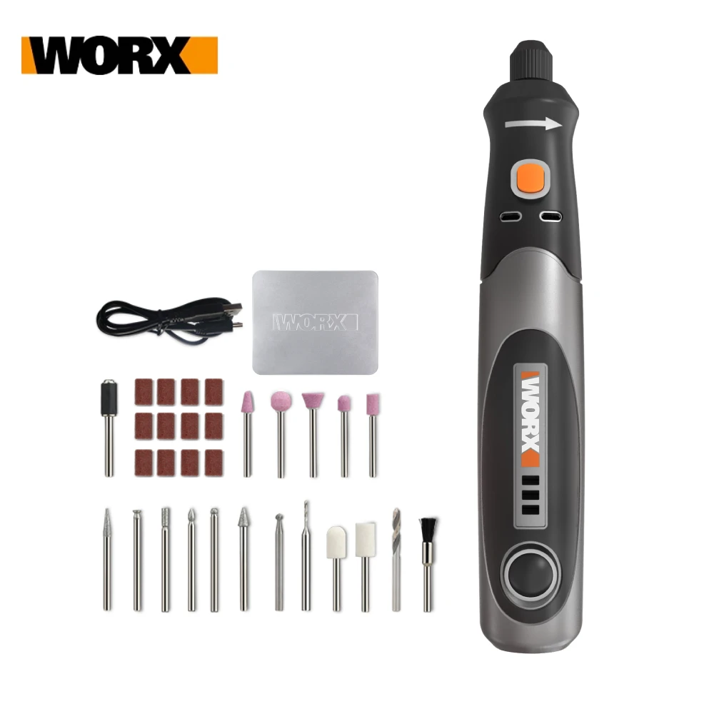 Worx-herramienta rotativa WX750 de 4V, Mini máquina pulidora de grabado inalámbrica, recargable, Cargador USB, herramienta eléctrica de velocidad Variable