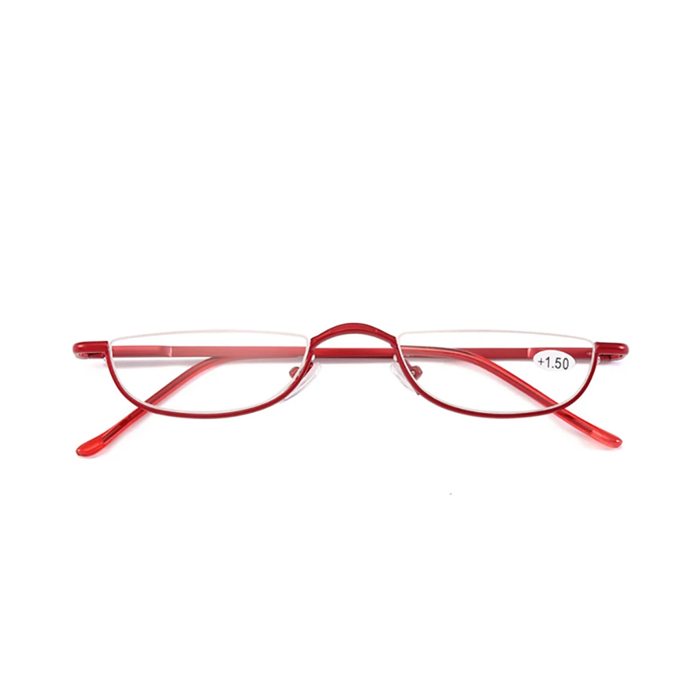 May Flower Cat Eye Lesebrille Metall Halbrahmen Presbyopiebrille Ultraleichte kleine randlose Hyperopiebrille Leser +2 – Detail 11