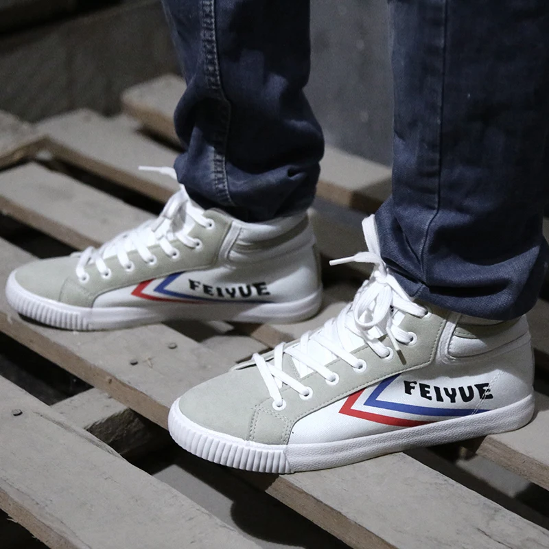 Feiyue Mid Upper Sports Shoes Athletic Breathable Outdoor Sneakers High Training Skate Canvas Shoes Unisex Fashion Casual Shoes