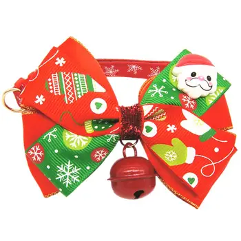 

Christmas Series Pet Bowknot Dog Collar with Bells Cat Bow Tie Pet Supplies 2Style