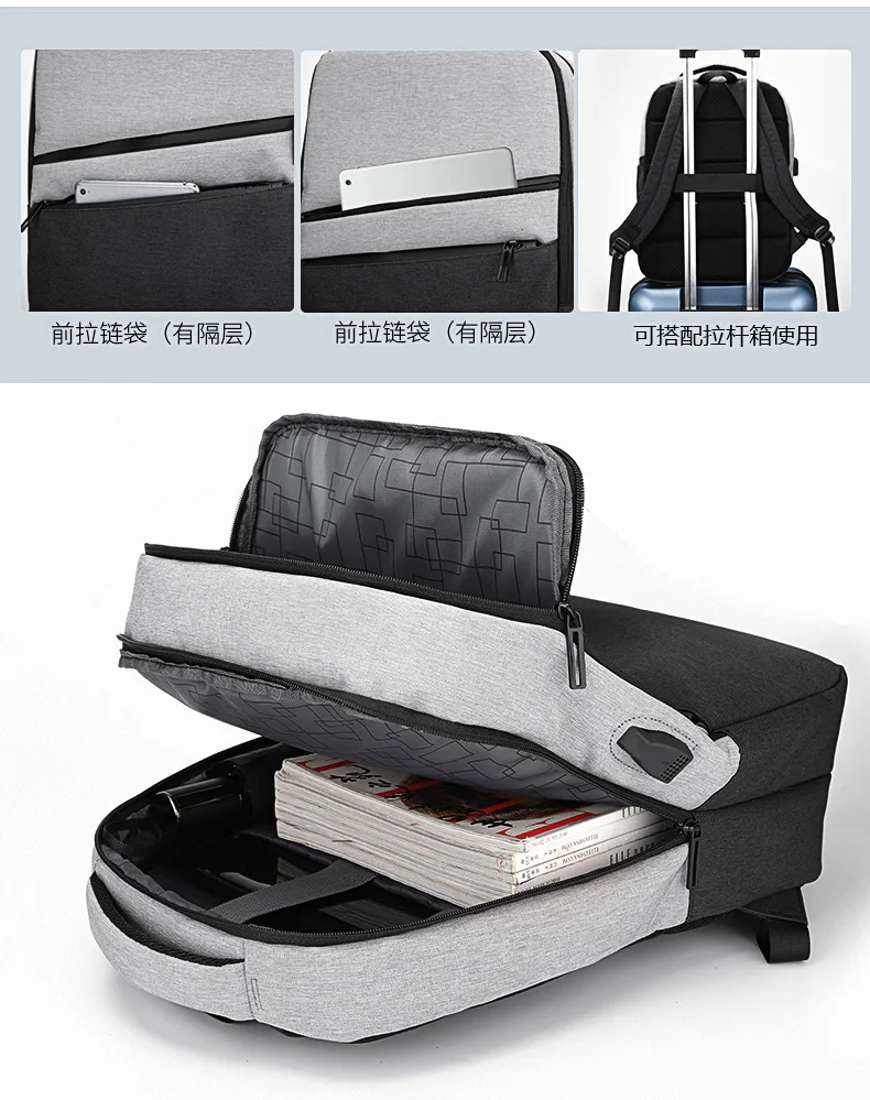 

2019 New Style Backpack Business Casual Large Capacity Computer Backpack Multi-functional STUDENT'S Backpack Customizable