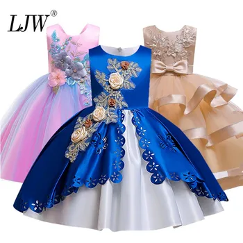 

Children Wedding party Kids Dresses for girls Open back Beading Flower girls baby Girls Clothes Kids Christmas Party Dress