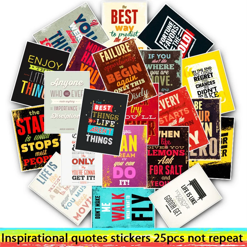10/30/50PCS Retro Inspirational Text Stickers Car Refrigerator Graffiti Stickers Waterproof Decorative Toys Wholesale