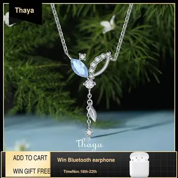 

Thaya Original Real 925 Sterling Silver Iris Flower Necklace With Pendant Women Handmade Designer Fine Jewelry For Female Gift