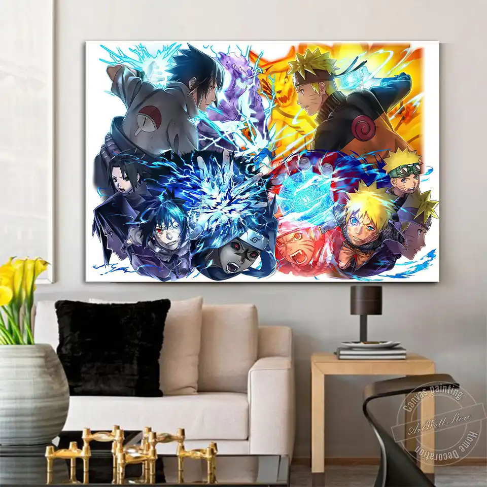 Unframed Naruto Anime Poster Sasuke Cartoon Painting Wall Art Picture For Living Room Decor Background Wall Decor Sticker Gifts Aliexpress
