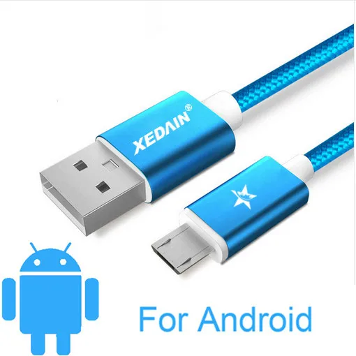 Blue XEDAIN Android USB кабель зарядное устройство для samsung sony Xiaomi huawei Micro USB кабель телефон зарядное устройство плетеный провод USB разъем Мода - Цвет: Blue