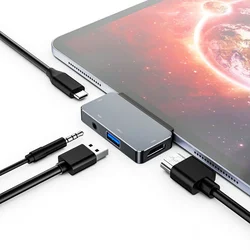 Hub USB C pour IPad Pro 11/12.9 2020/2018, adaptateur 4 en 1 avec prise de données Aux 3.5mm 