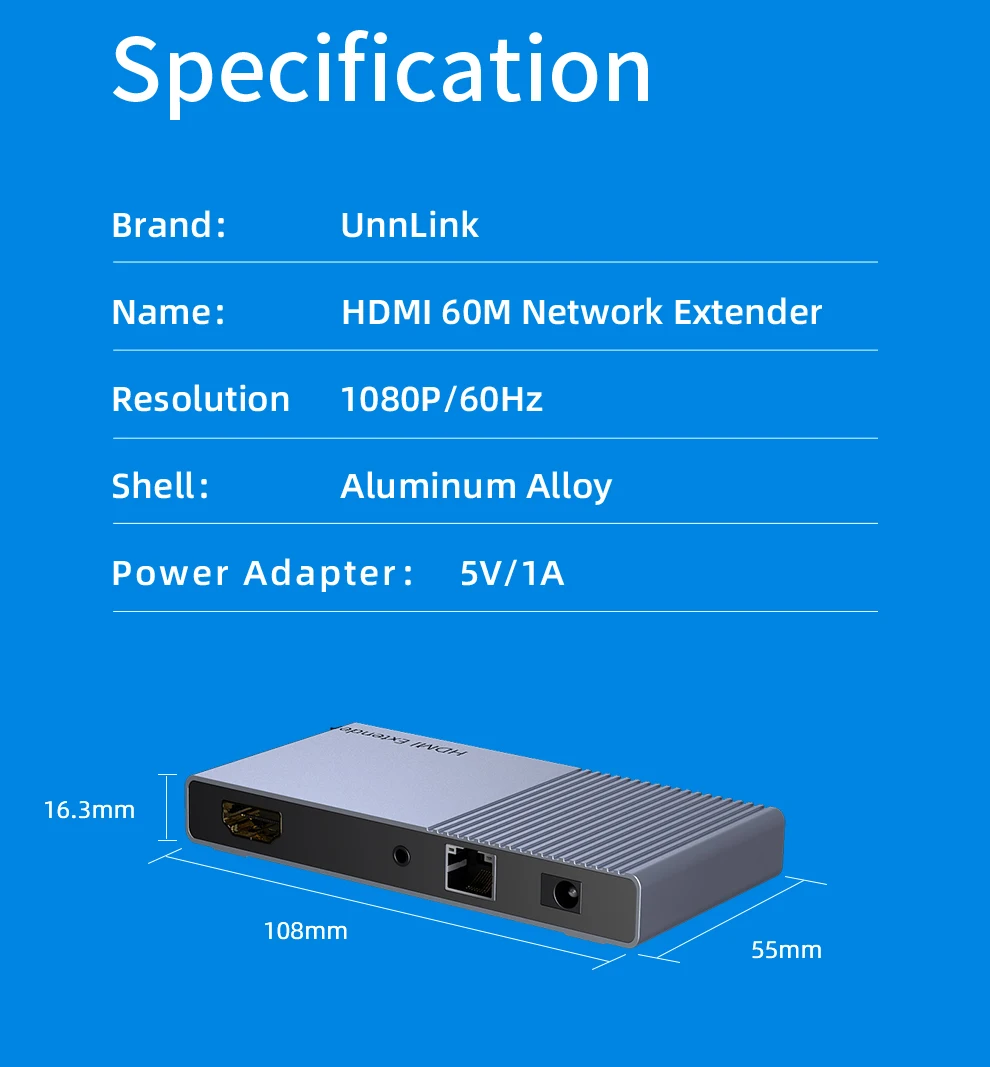 Unnlink 60 м HDMI удлинитель петля RJ45 передатчик стабильность поддержка FHD 1080P@ 60 Гц CAT6/CAT7 TX/RX сетевой HDMI сплиттер удлинитель