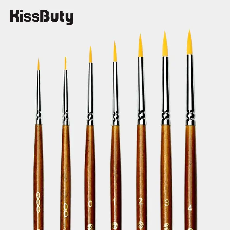 

Кисть для волос Nylo, набор из 7 круглых и плоских кистей для рисования акрилом, акварелью, маслом, для художников и начинающих