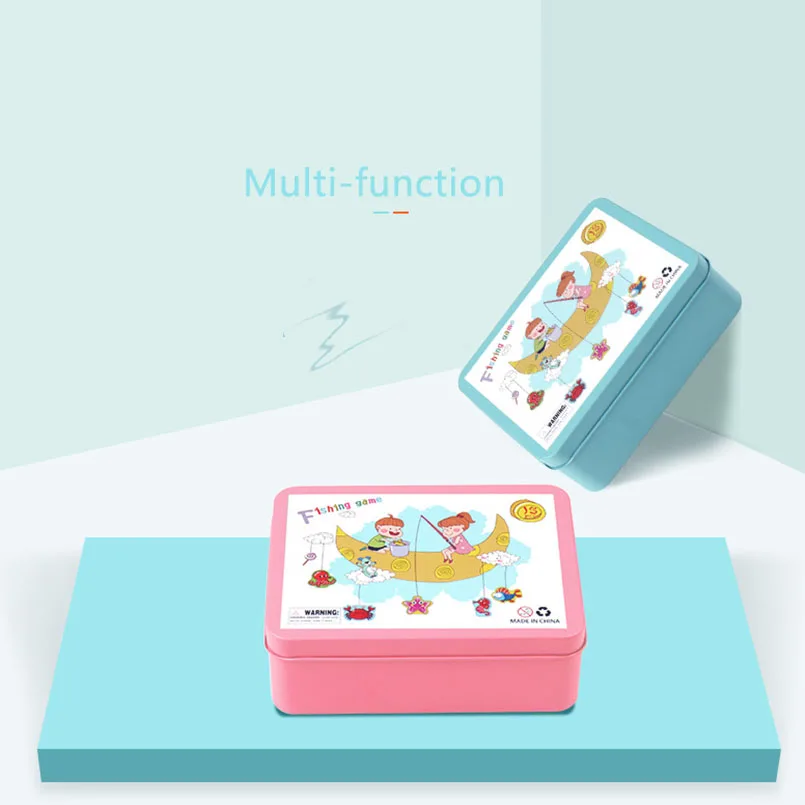 Baby Wooden Magnetic Fishing Game Toys Set Iron Box Novelty Cognition Cartoon 3D Wood Funny Undersea Fish Toy Gifts 16Pcs/set educational toys,fishing toys,fishing game